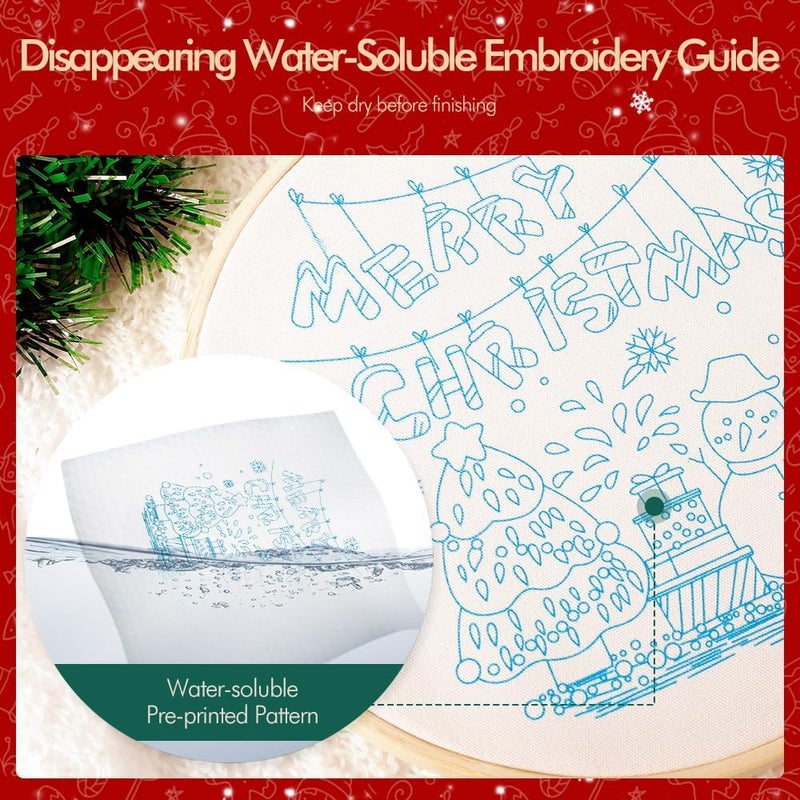 wtisan Christmas Embroidery Kits: 1 Pack Cross Stitch Kit for Beginners Adults, DIY Ornaments Craft Kit with All Tools & Instructions, Stamped Hand Embroidery Starter Kit for Holiday Crafts & Xmas Home Decor - Image 4